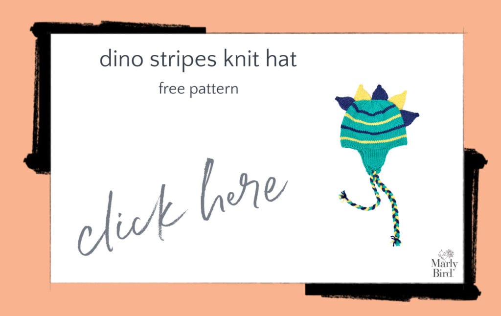 Dino Stripes Knit Hat Free Knitting Pattern