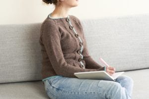 steeked knit cardigan with cables