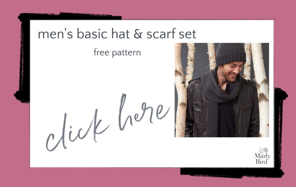 Men's Basic Hat and Scarf Knit Set