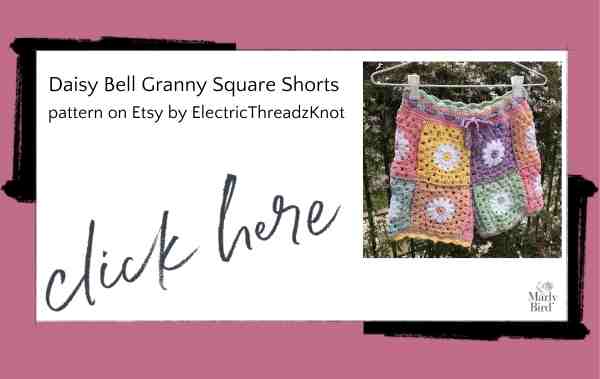 floral crochet granny square shorts