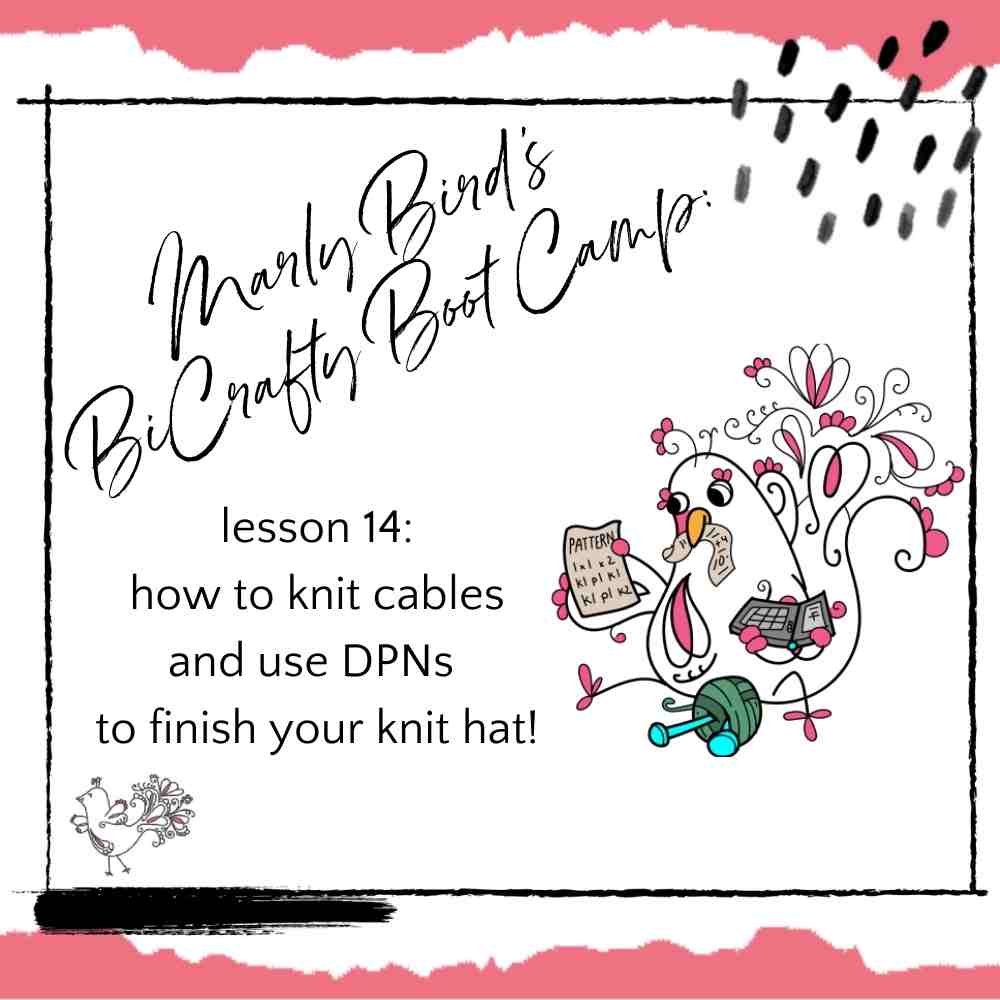 Marly Bird's BiCrafty Bootcamp how to knit cables and finish your hat-2
