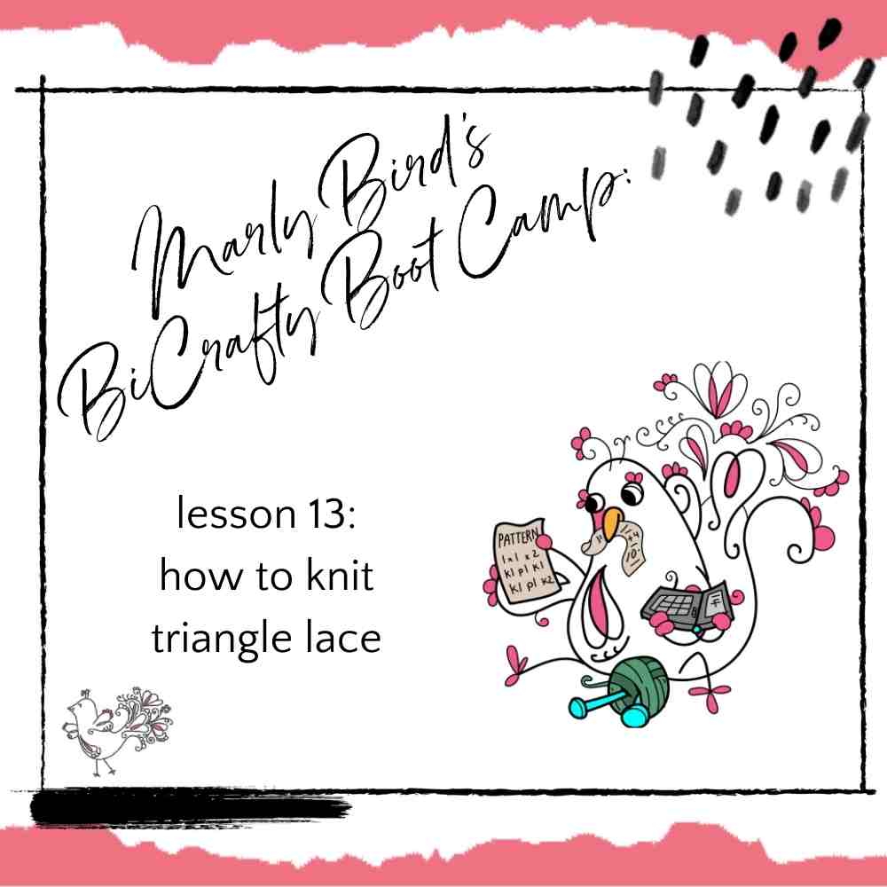 Marly Bird's BiCrafty Bootcamp how to knit triangle lace
