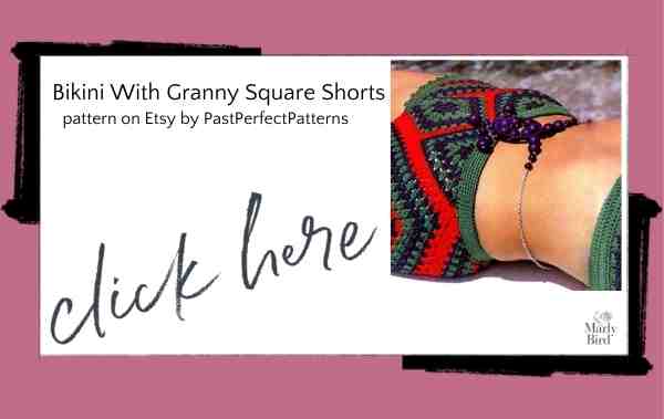 vintage thread crochet bikini pattern with granny square shorts