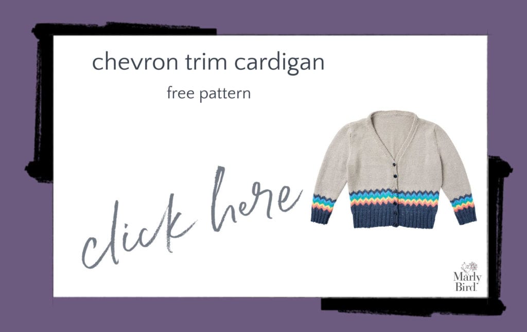 Knit Chevron Trim Cardigan Free Knitting Pattern