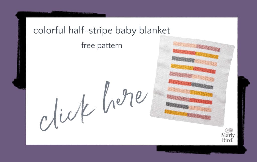 Colorful Half-Stripe Baby Blanket Free Crochet Pattern