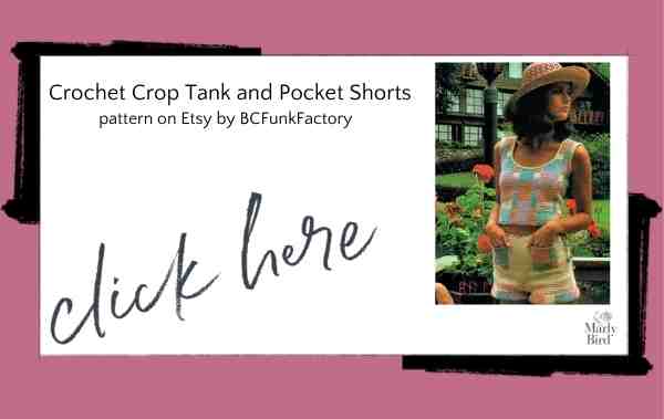 crochet crop tank and pocket shorts vintage pattern