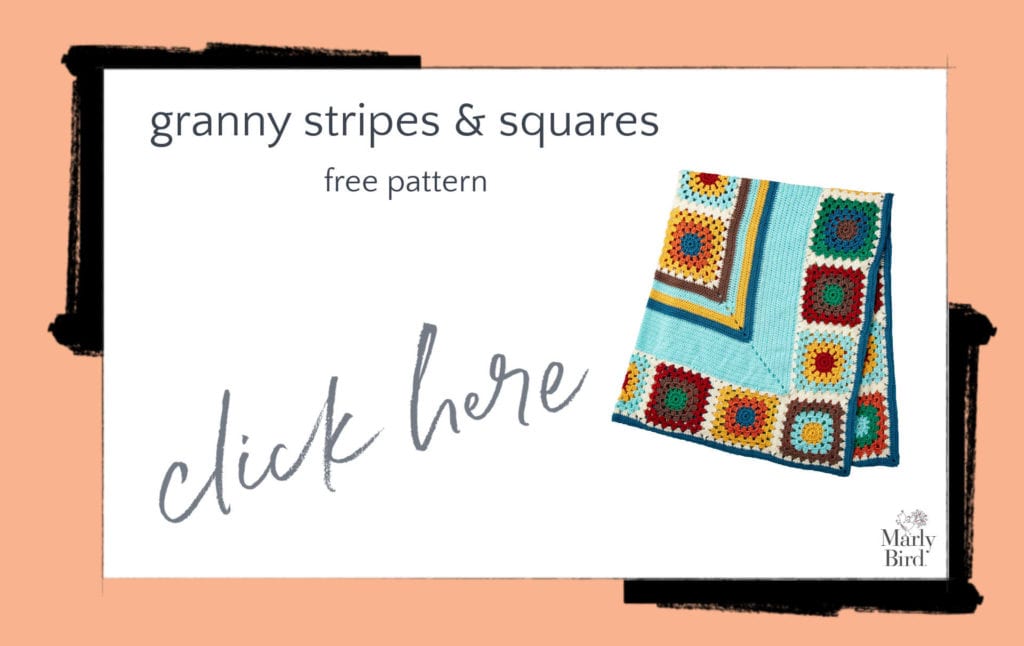 Granny Stripes & Squares Crochet Blanket Free Crochet Pattern