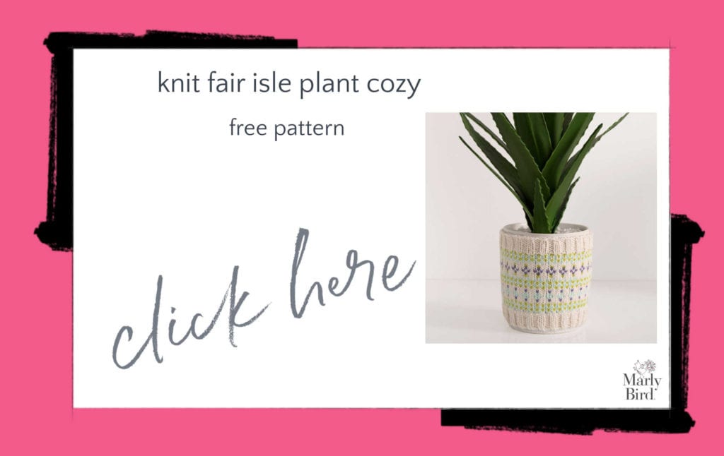 Knit Fair Isle Plant Cozy Free Knitting Pattern