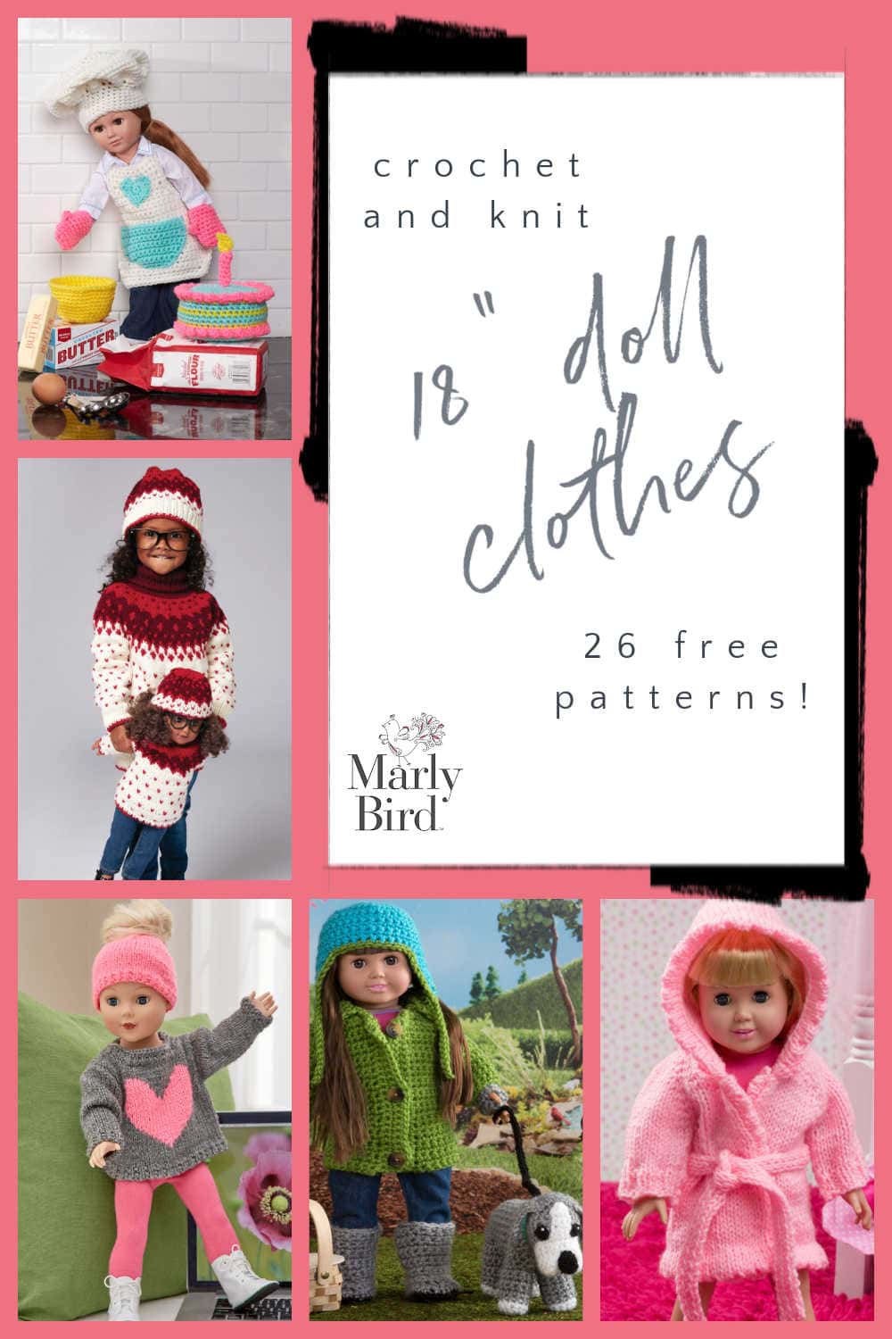 26 Free Knit and Crochet 18" Doll Clothes & Accessories Marly Bird