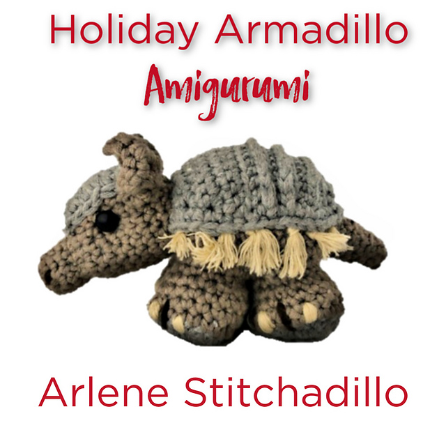 Holiday crochet armadillo stuffed animal