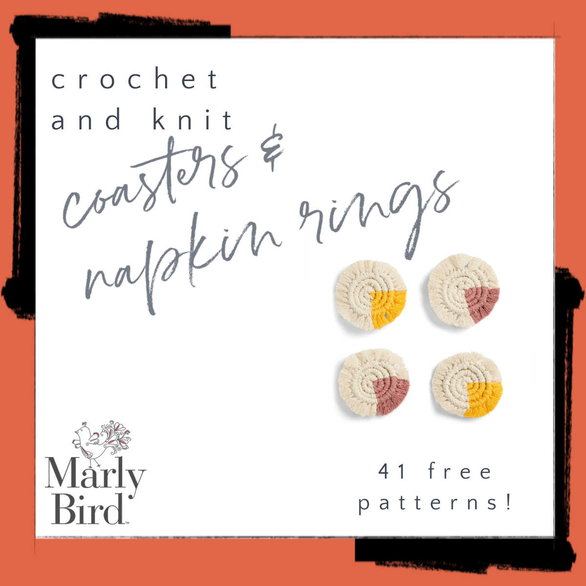 Knit and crochet coaster and napkin ring patterns