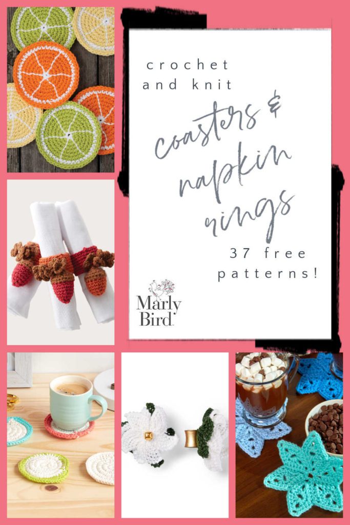 37 Free Knit and Crochet Coaster and Napkin Ring Patterns