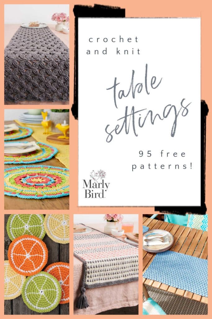 95 Free Placemat, Table Runner, Coaster and Napkin Ring Patterns to Crochet and Knit