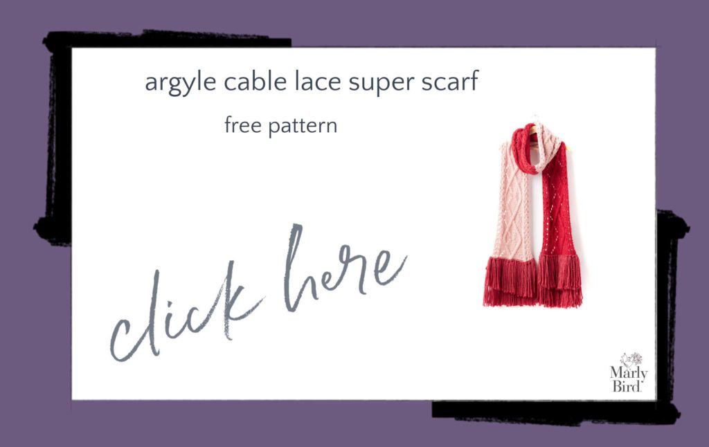 Argyle Cable Lace Knit Super Scarf Free Knitting Pattern