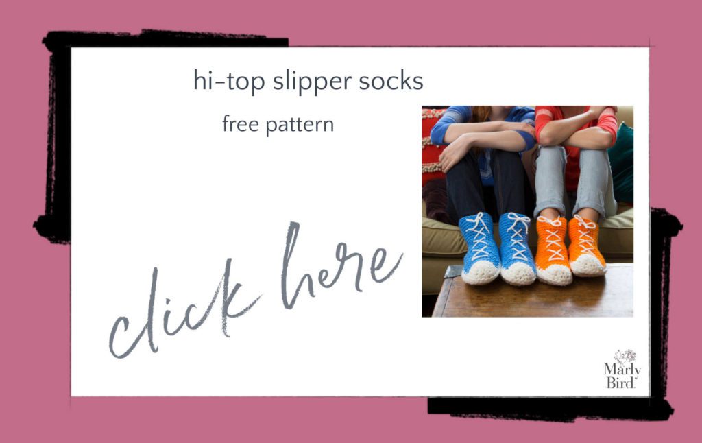Hi-Top Slipper Socks Free Crochet Pattern - Free Digital Crochet Pattern - Marly Bird 