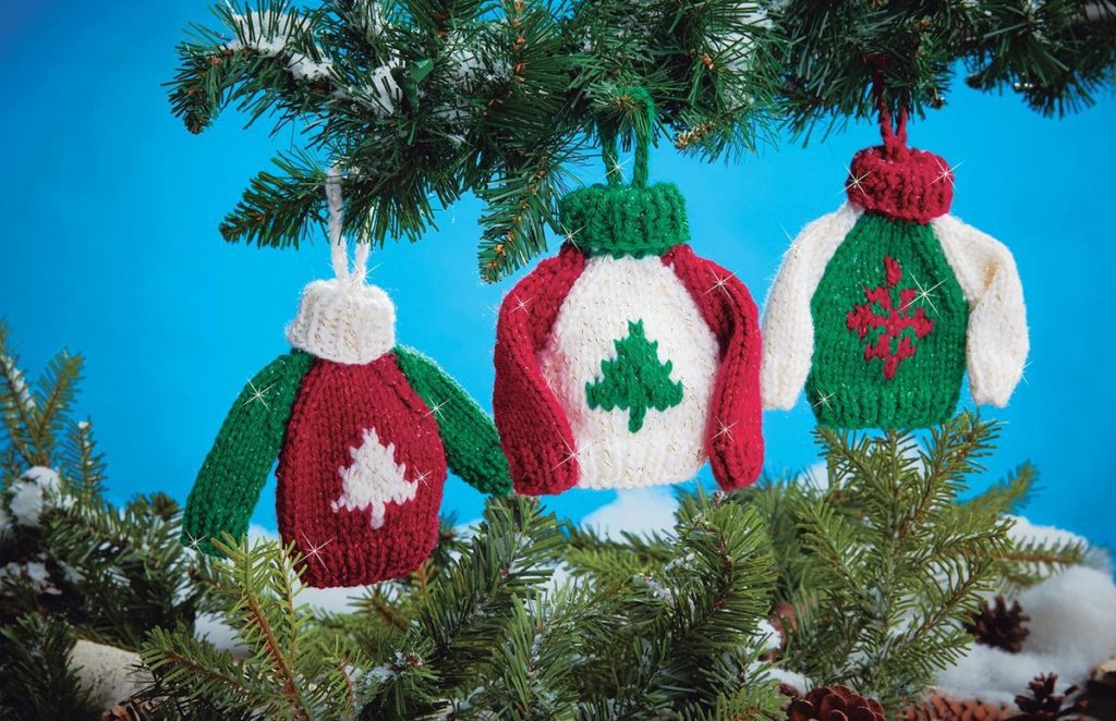 Mary Maxim Christmas Knit Kits Mini  Sweater Ornaments