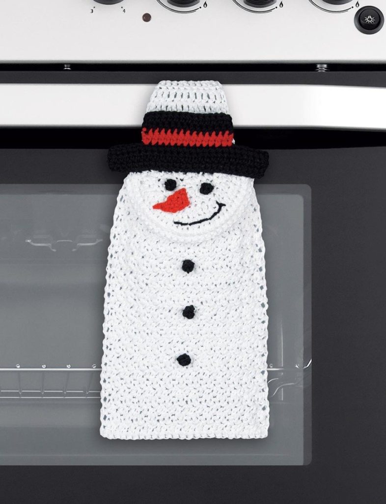 crochet snowman towel pattern from mary maxim catalog