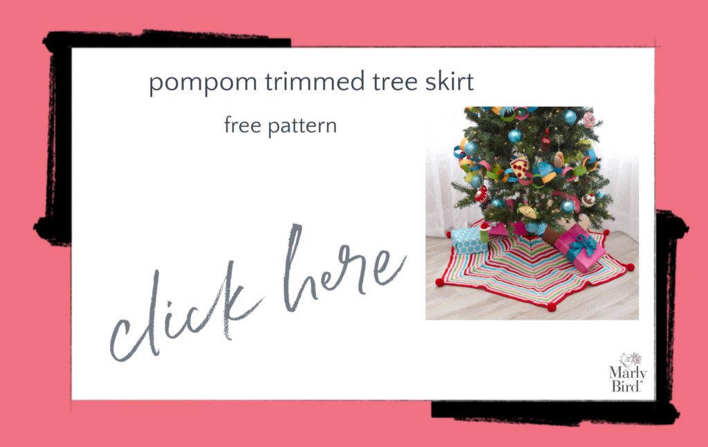 Pompom Trimmed Tree Skirt Free Crochet Pattern