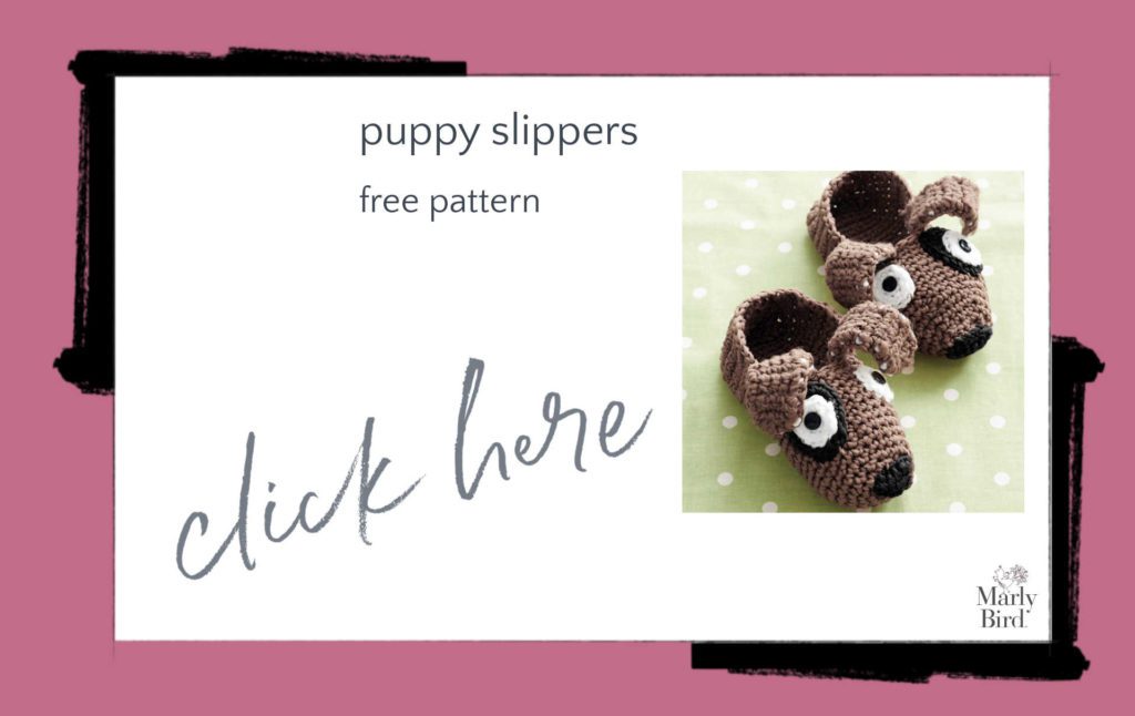 Puppy Slippers Free Crochet Pattern - Free Digital Crochet Pattern - Marly Bird 