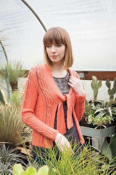 tie-front cable knit cardigan