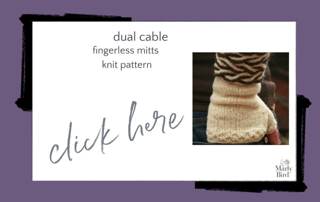 Dual Cable Fingerless Gloves Knit Pattern