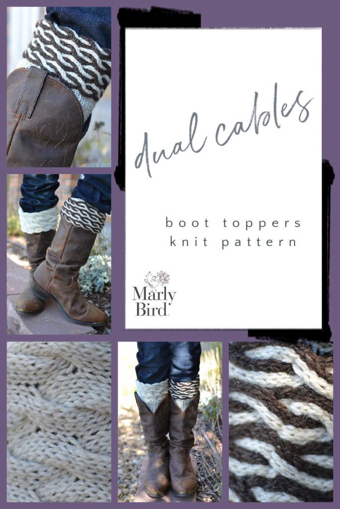 dual cables boot toppers knitting pattern