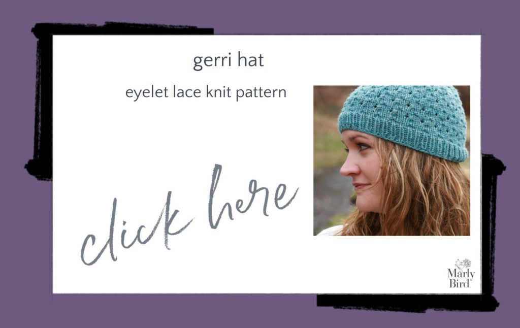 eyelet lace knit hat pattern