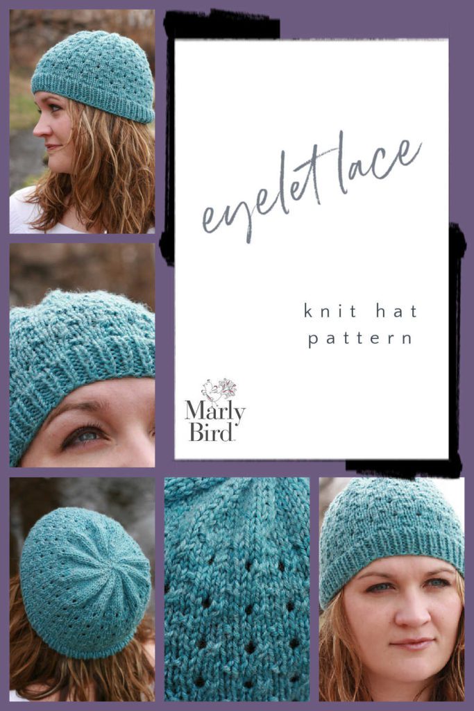 eyelet lace knit hat pattern