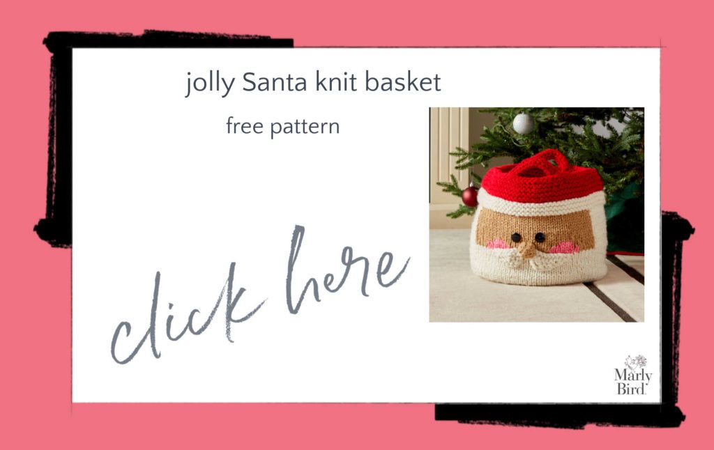 Jolly Santa Knit Basket Free Knitting Pattern
