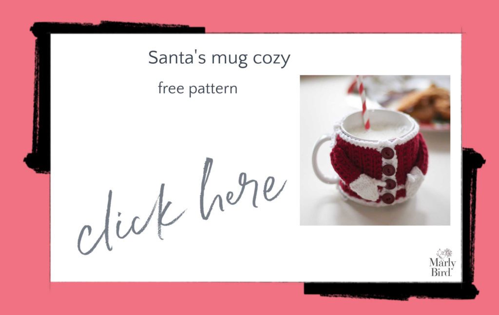Santa's Mug Cozy Free Knitting Pattern