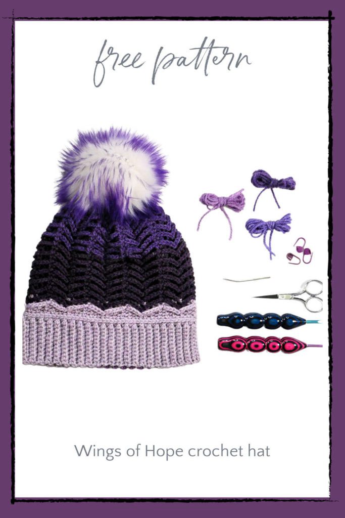 chevron crochet hat pattern for pancreatic cancer awareness