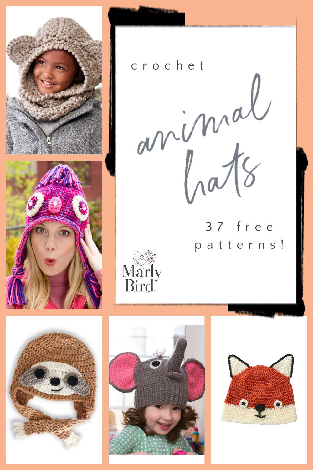 37 Crochet Animal Hats | Free Patterns - Marly Bird