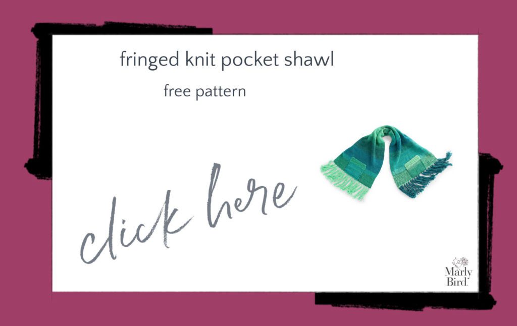 Fringed Knit Pocket Shawl Free Knit Pattern