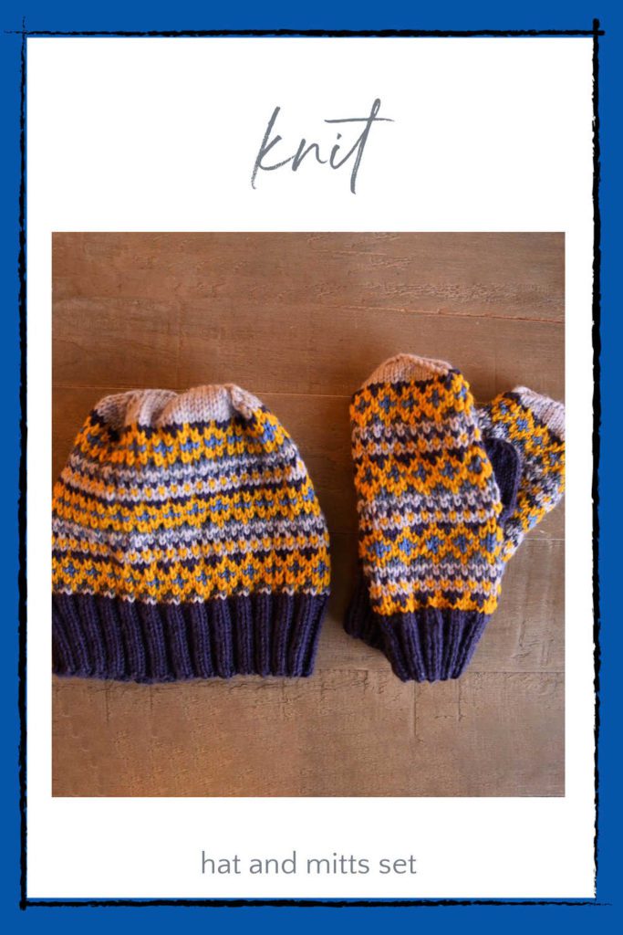 o'go yarn knit hat and mittens set