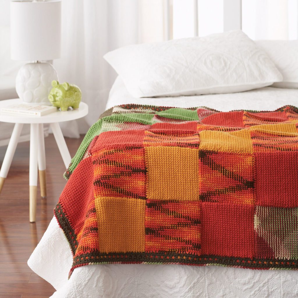 tunisian crochet blocks blanket pattern