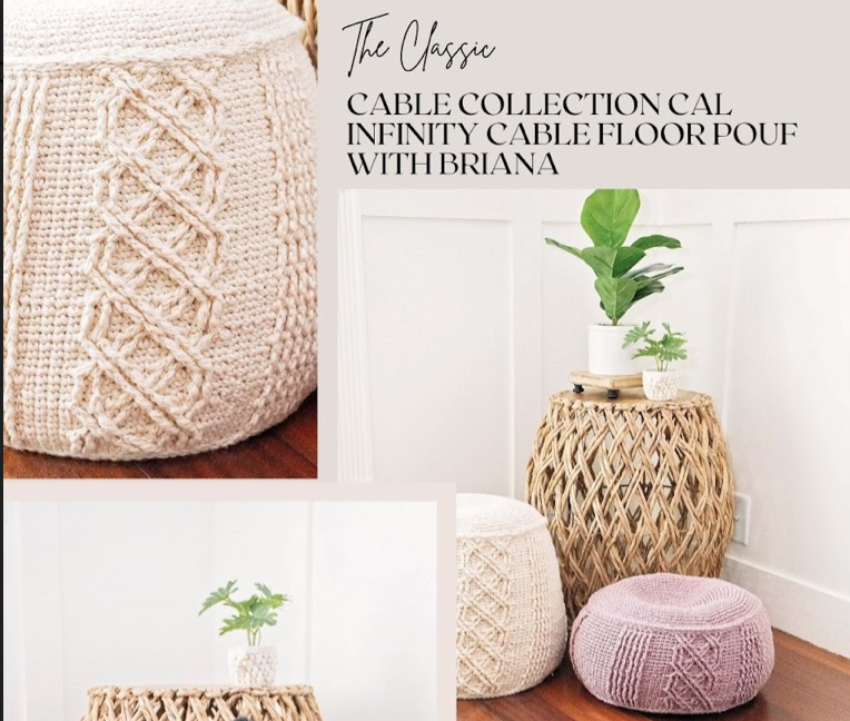 crochet cable cal floor pouf