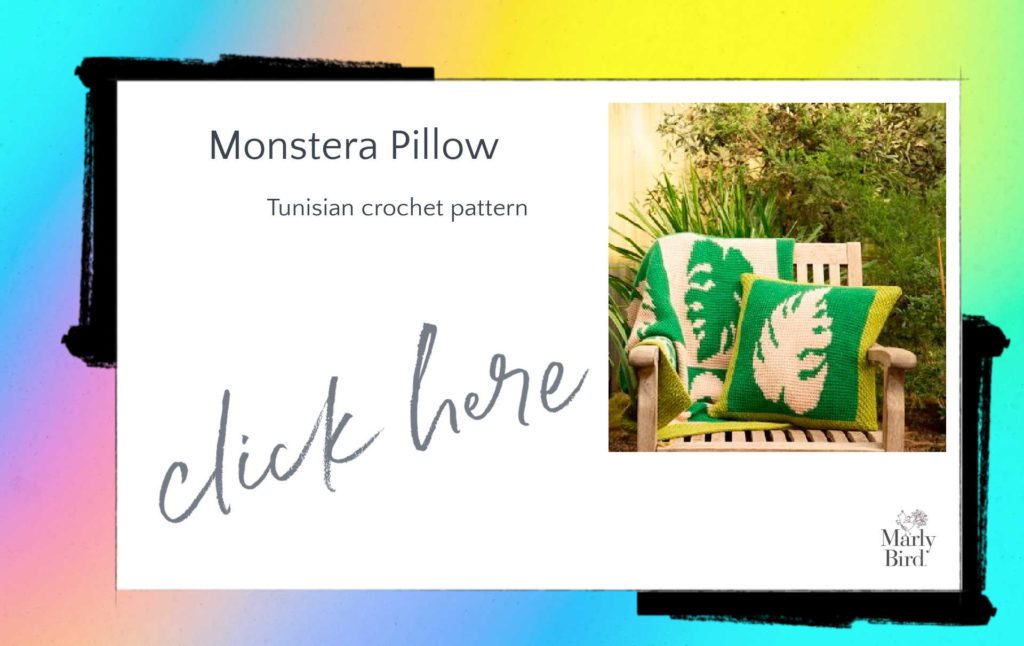 tunisian crochet pillow and blanket set
