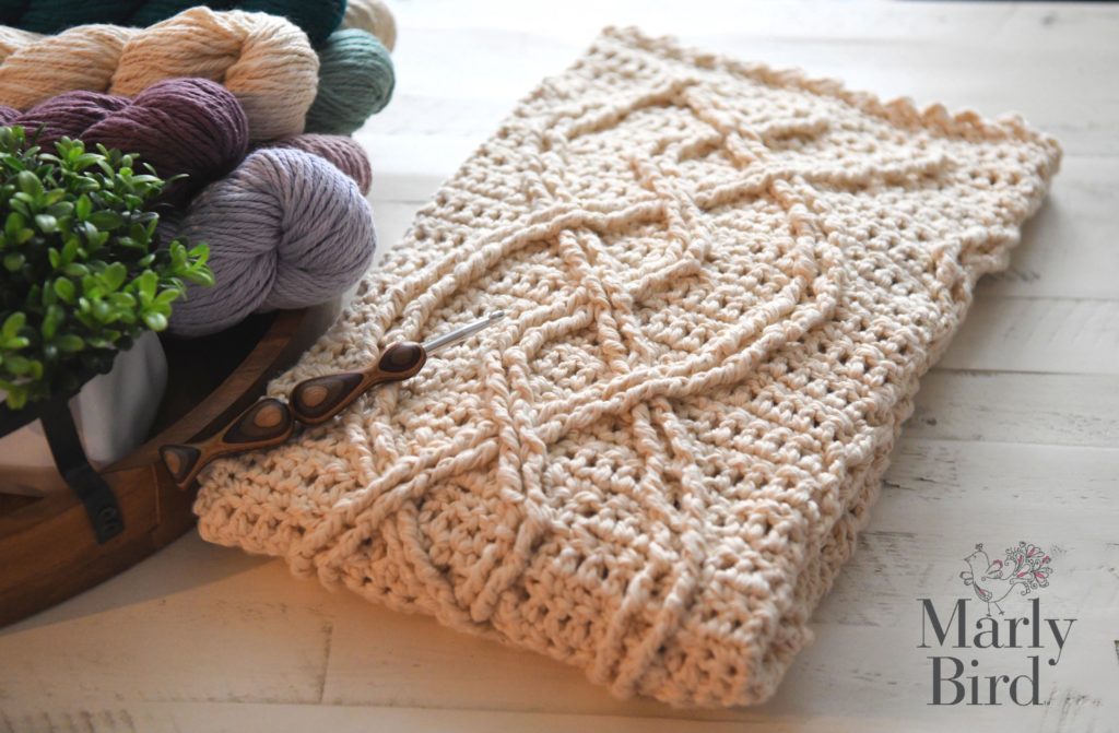 crochet cable blanket for CAL collection