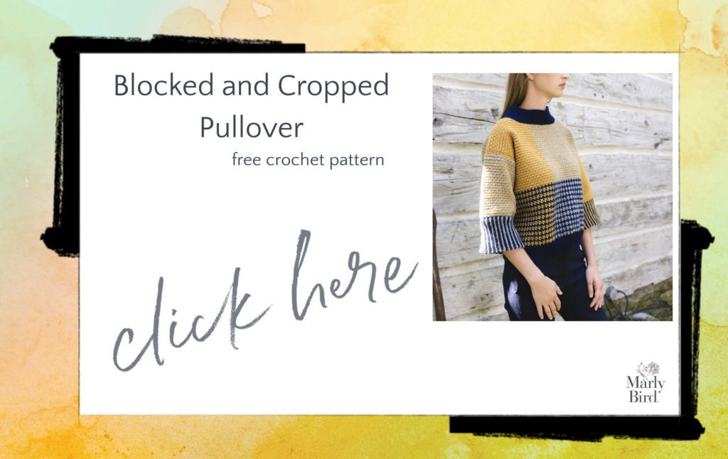 blocked and cropped crochet pullover sweater free pattern 