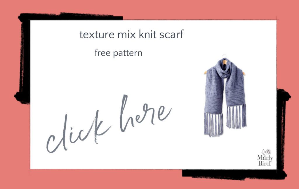 Texture Mix Knit Scarf Free Knitting Pattern