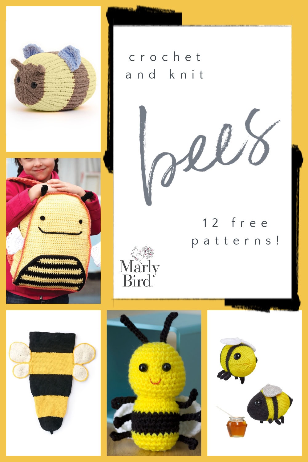 12 Free Bee Patterns to Crochet and Knit Marly Bird