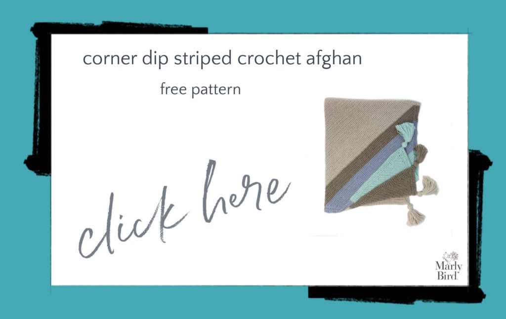 Corner Dip Striped Crochet Afghan Free Crochet Pattern- Free Digital Pattern - Marly Bird