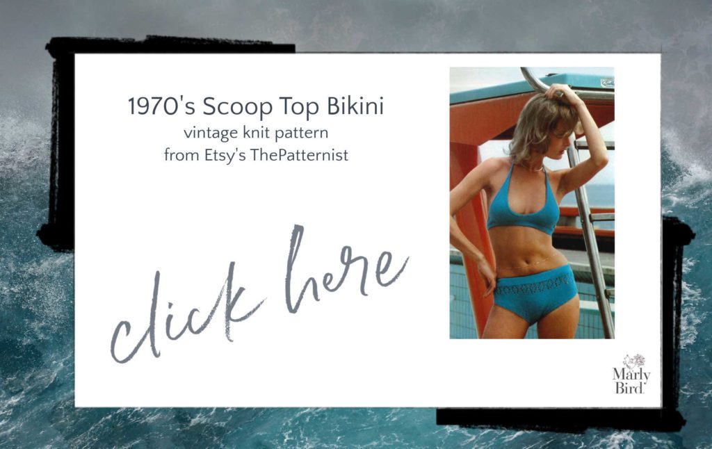 ThePatternist sells this 1970's scoop-neck knit bikini pattern.