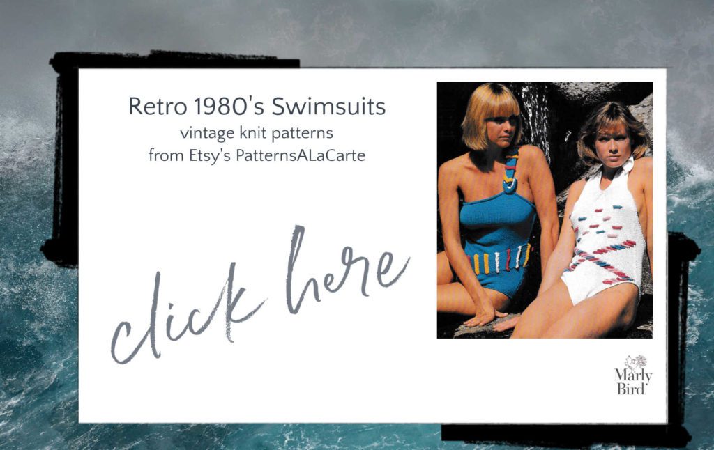 retro 1980's vintage knit swimsuit patterns