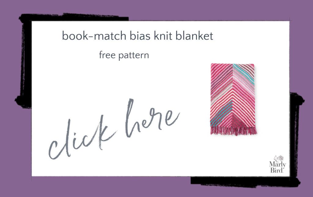 Book-Match Bias Knit Blanket Free Knitting Pattern