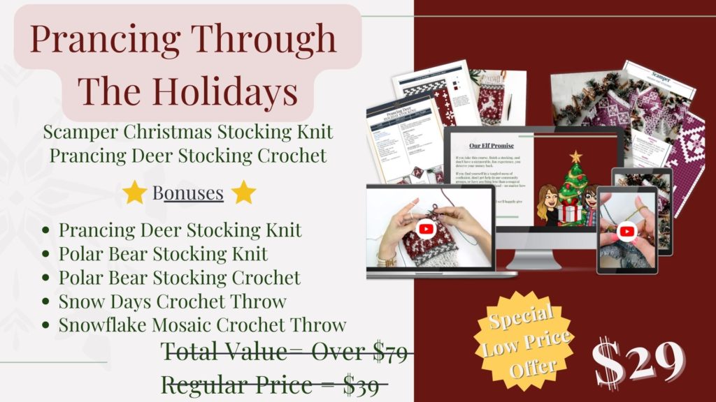 Prancing through the holidays crochet and knit stocking course package - Marly Bird & Briana K