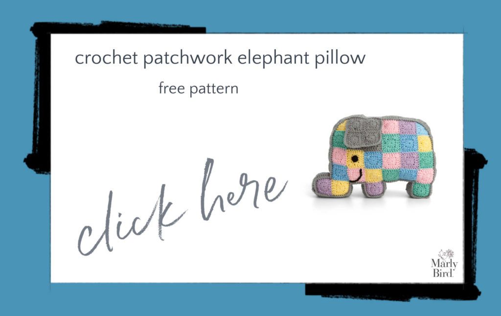 Crochet Patchwork Elephant Pillow Free Crochet Pattern