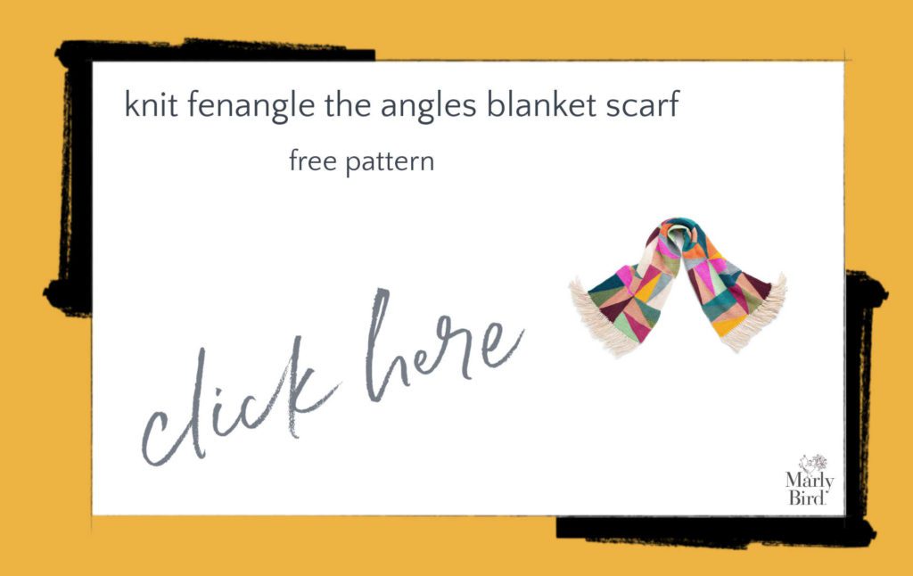 Knit Fenagnle the Angles Blanket Scarf -Free Knitting Pattern. Quilt-inspired knit and crochet. Marly Bird