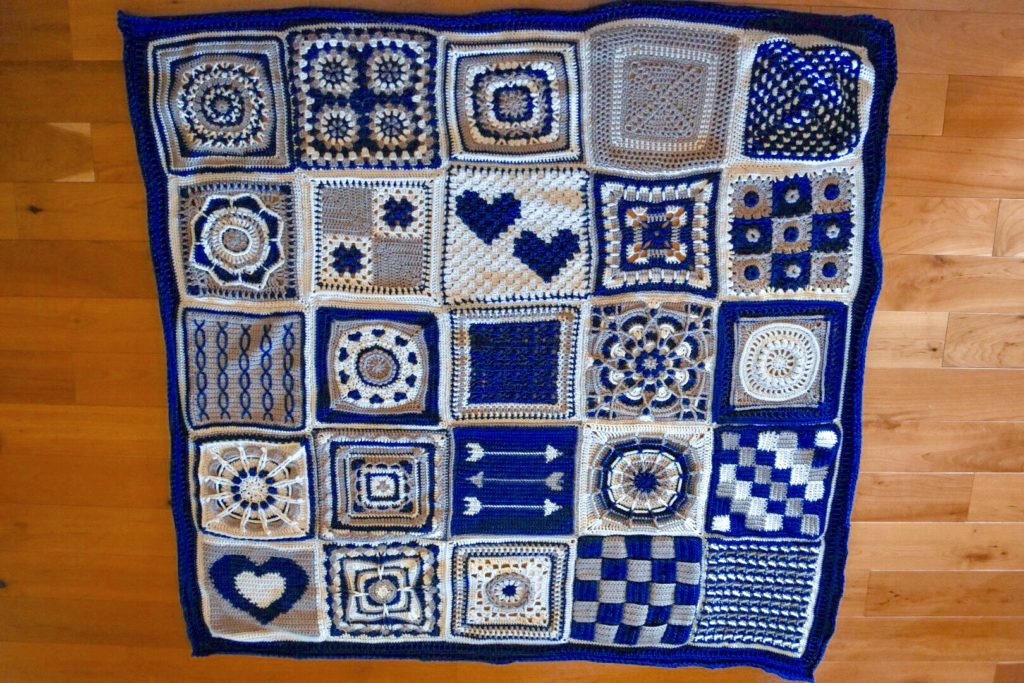 crochet squares blanket for wedding CAL