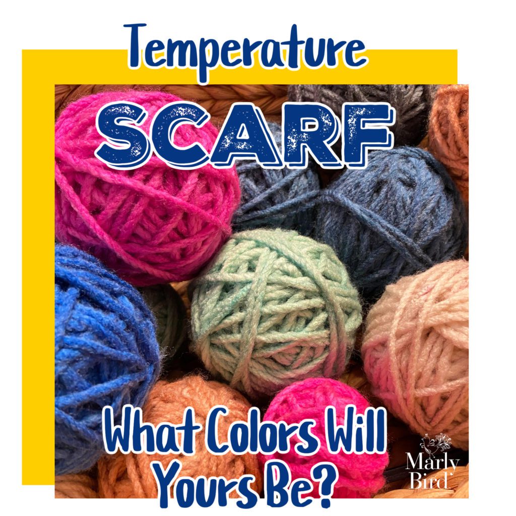 Marly's Temperature scarf - various yarn balls